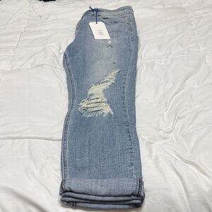 Eunina Light Blue Distressed cropped Skinny Jeans SIZE 13